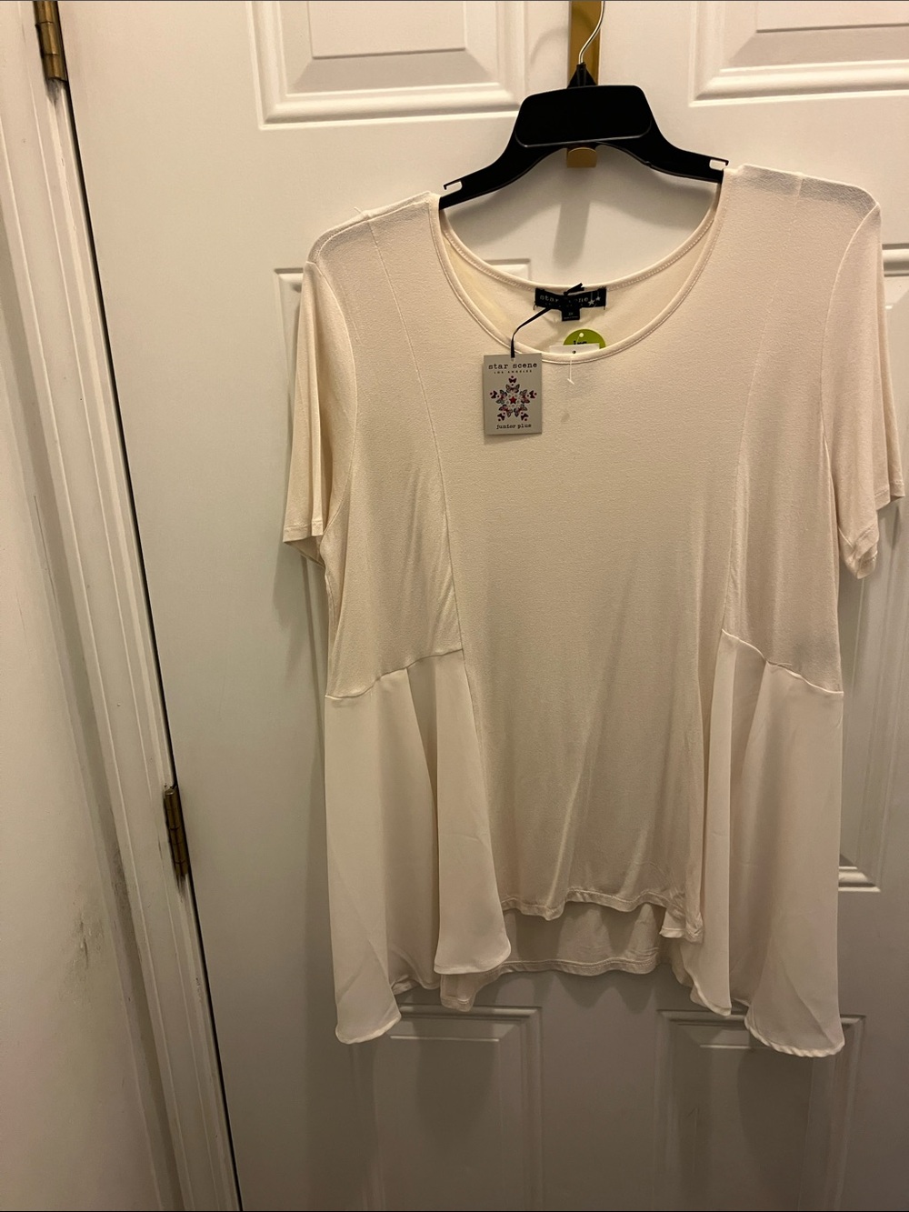 Brand Cream Short Sleeve Flowy Top
